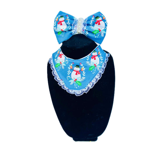 Sweet Snowman Bow/Bow tie and Bandana Set