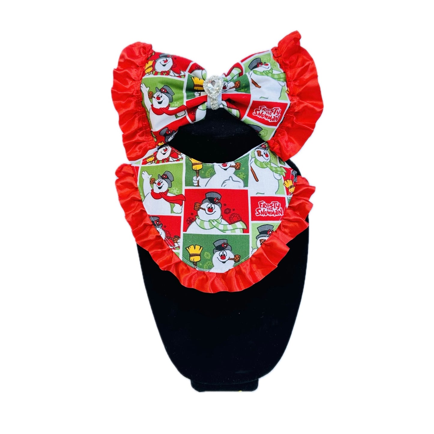 Red and Green Frosty The Snowman Bow/Bow tie and Bandana Set