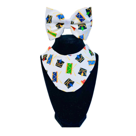 Nutcracker Drums Bow/Bow tie and Bandana Set