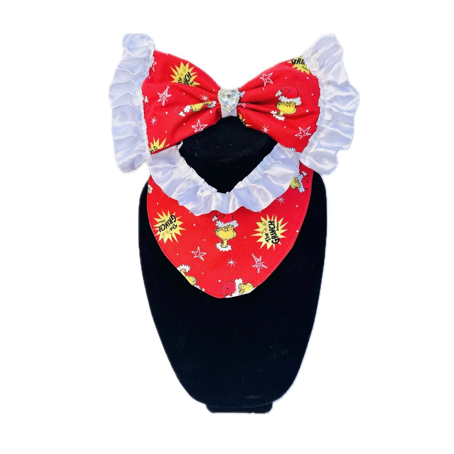 Merry Grinchmass Bow/Bow tie and Bandana Set