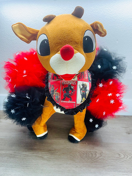 Krampusnatch Red and Black Snowflake Pom Pom Tutu