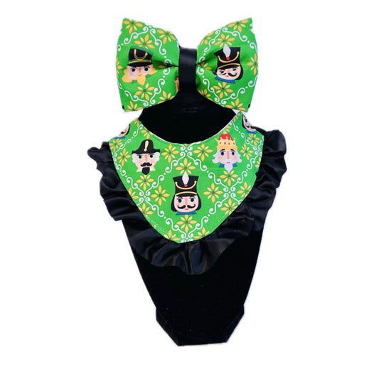 Green Nutcracker Bow/Bow tie and Bandana Set