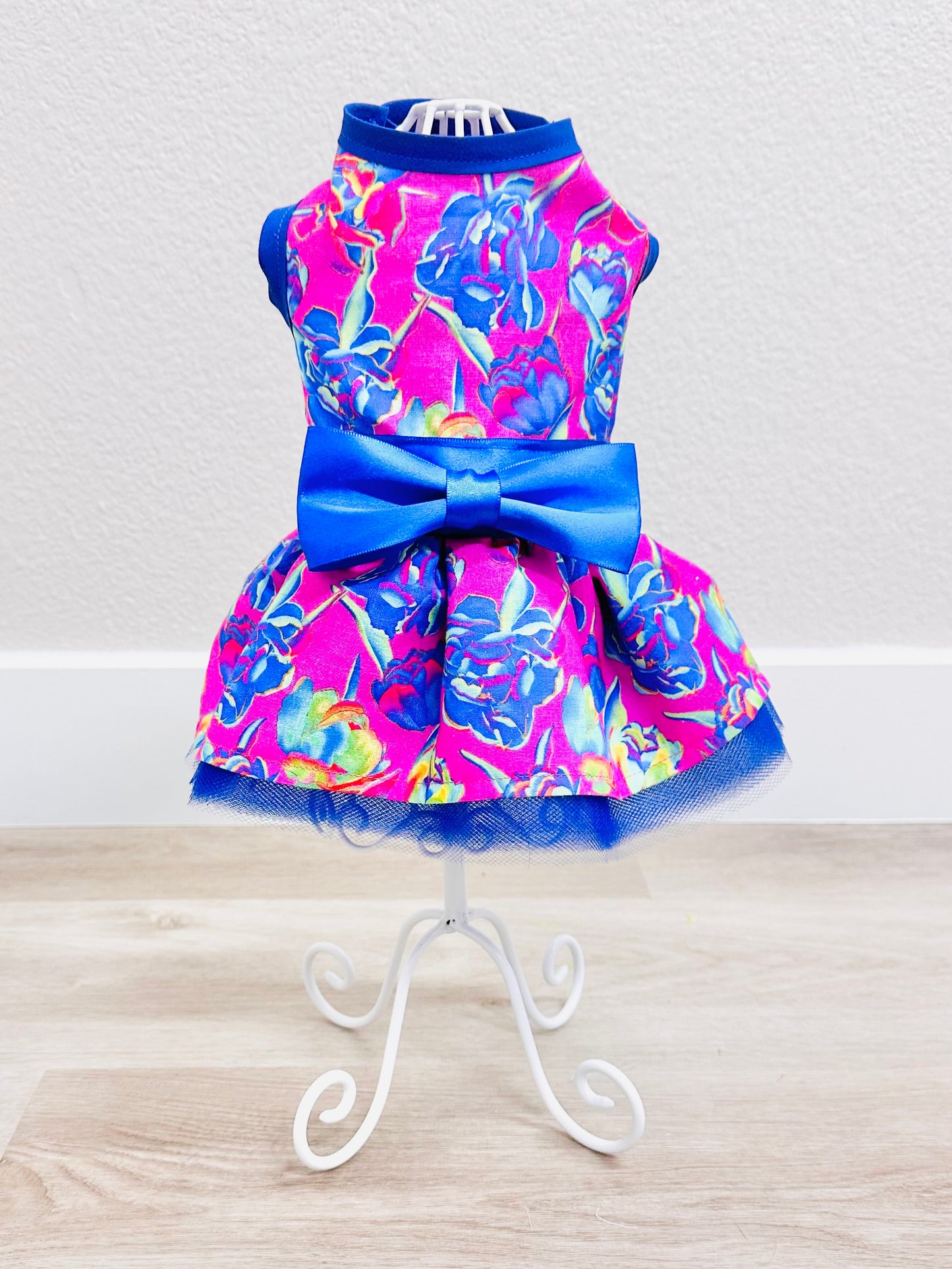 Neon Navy Rose Limited Run Couture Dog Dress