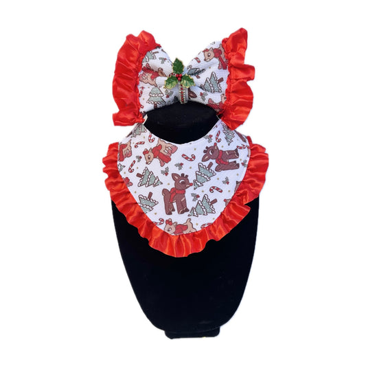 Rudolph and Clarice Bow/Bow tie and Bandana Set