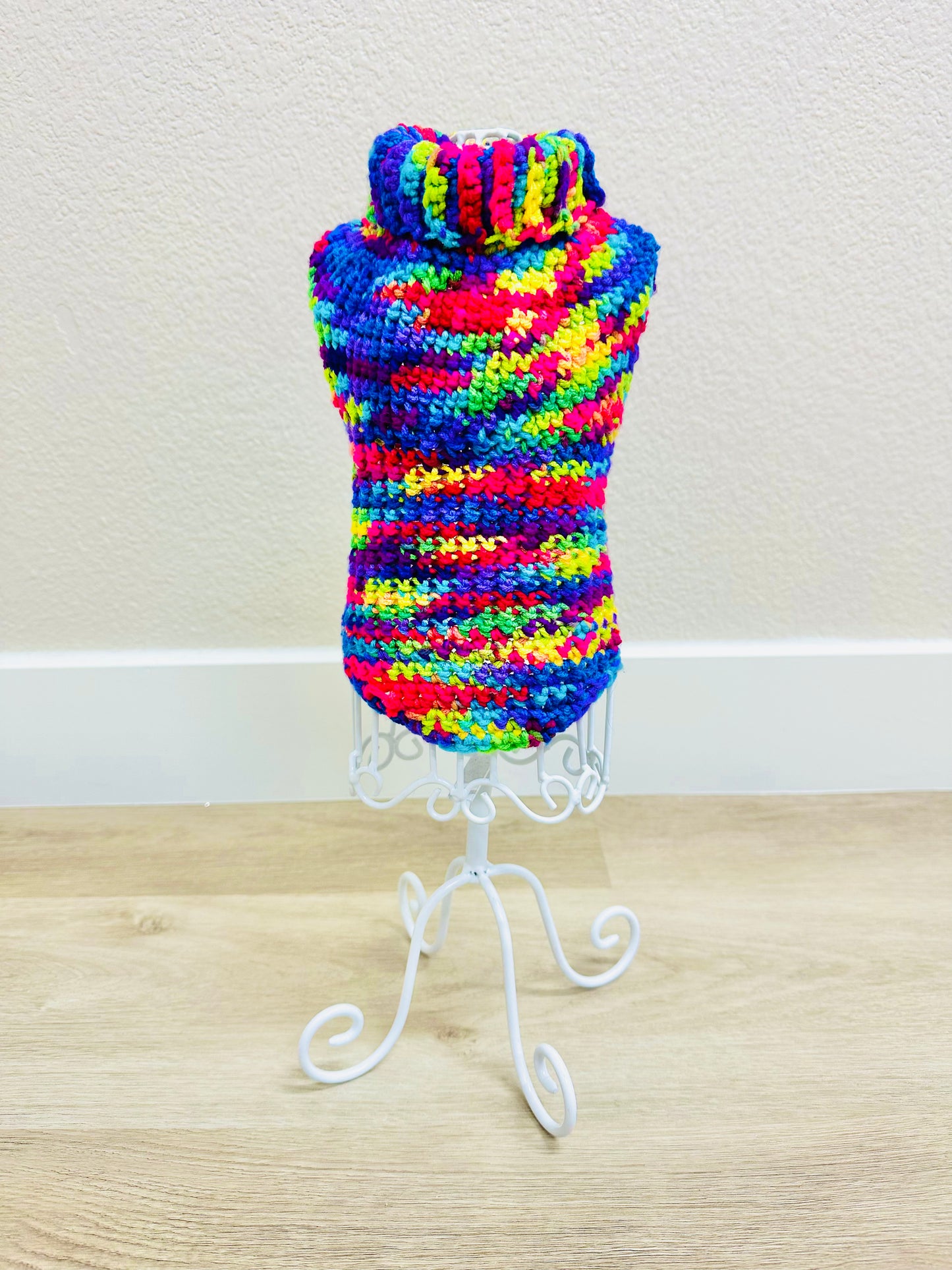 Limited Size Run Bold Rainbow Crochet Dog Sweater