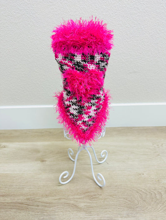 Limited Size Run Pink Camo Heart Crochet Dog Sweater