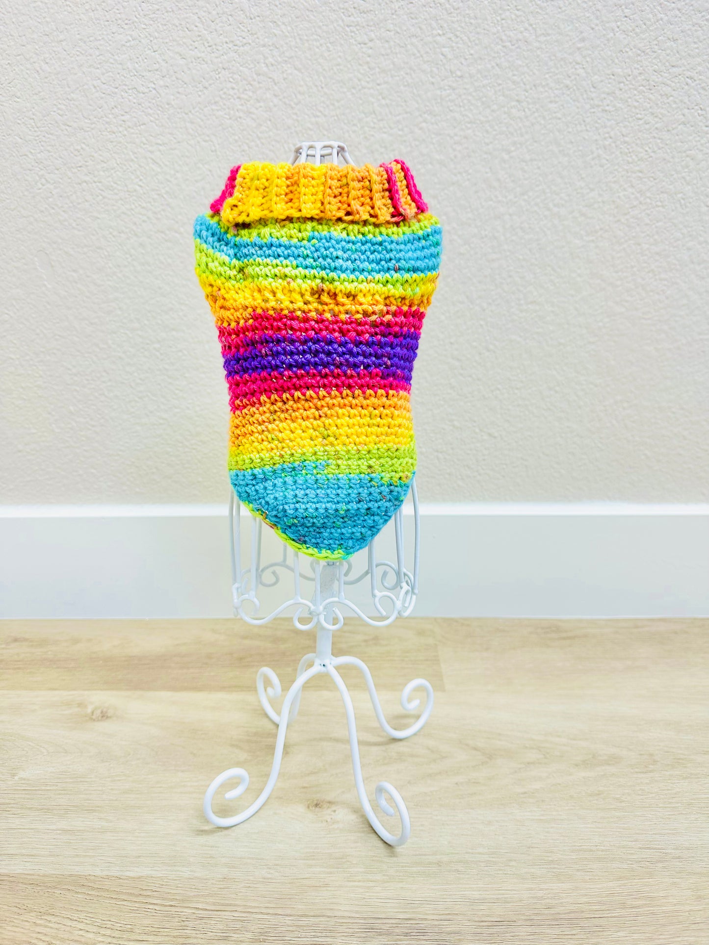 Limited Size Run Pastel Rainbow Crochet Dog Sweater