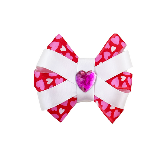 Pick Me Pink Hearts Small Fancy Spring Dog Hair Bow