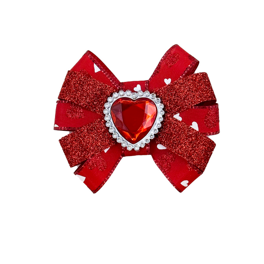 My Heart Bleeds Glitter Small Fancy Spring Dog Hair Bow