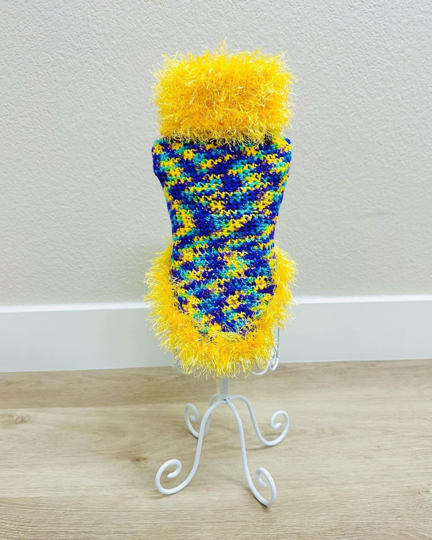 Limited Size Run Yellow Fluffy Crochet Dog Sweater