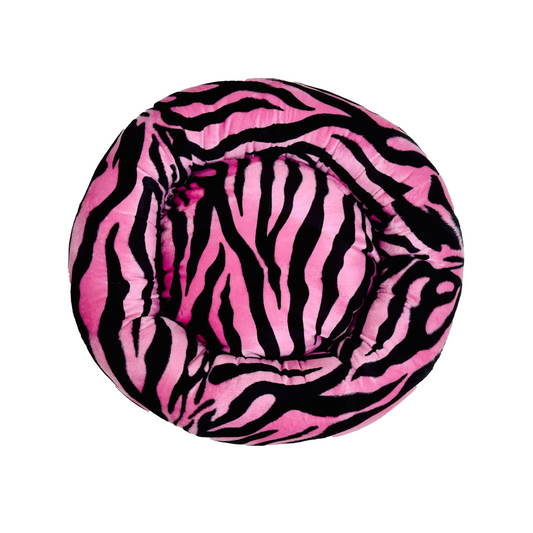 Pink Zebra Plush Cuddler Dog Bed