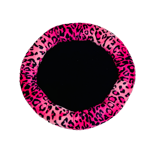 Call Of The Wild Pink and Black Leopard Print Cuddler Dog Bed