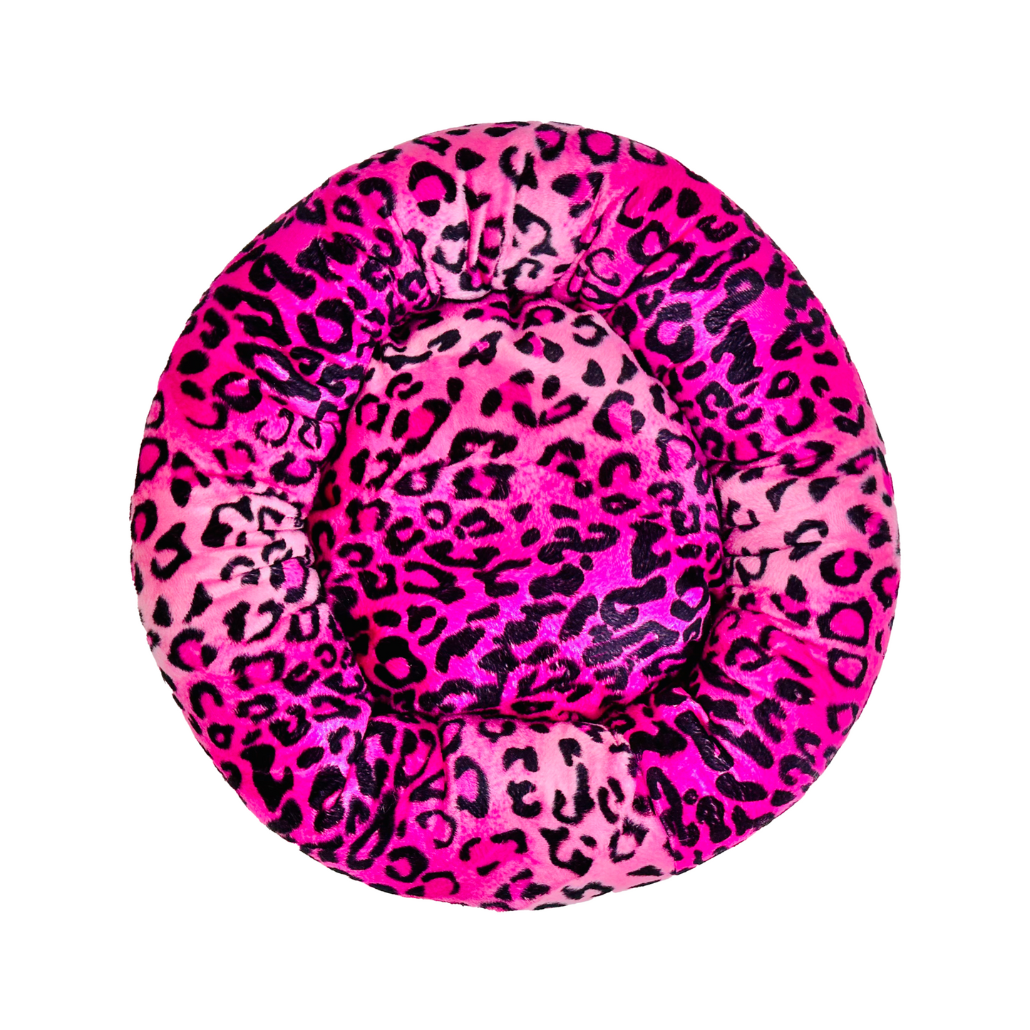 Kitty Girl Pink Leopard Print Plush Cuddler Dog Bed