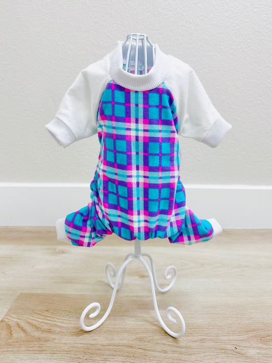 Limited Size Run Spring Teal and Pink Plaid Dog Loungewear