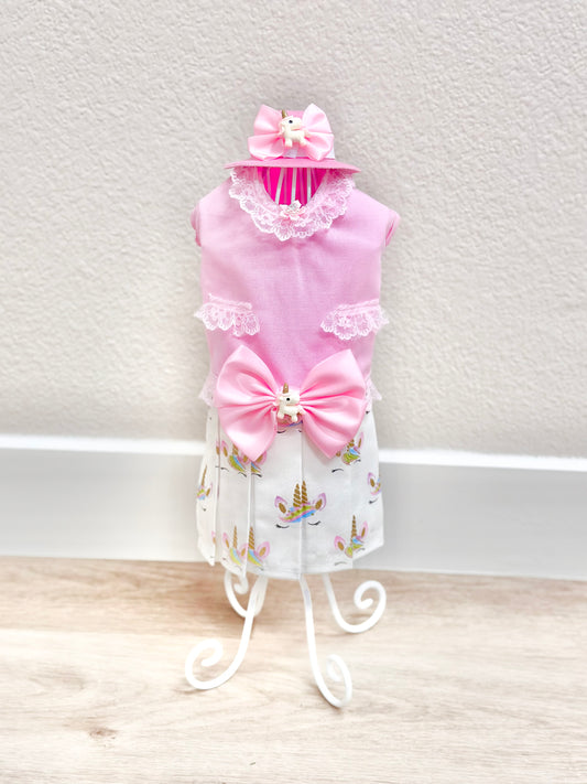 Couture Unicorn Frills and Pastel Pink Thrills Dog Dress.