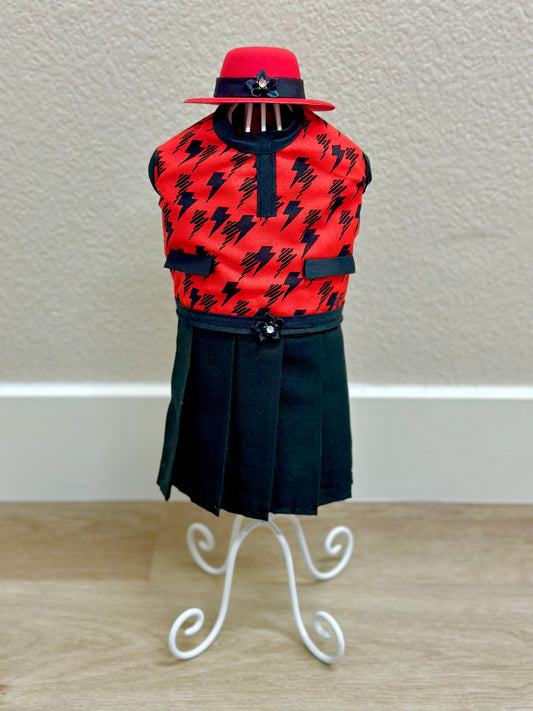 Couture Fierce and Foxy Red and Black Dog Dress