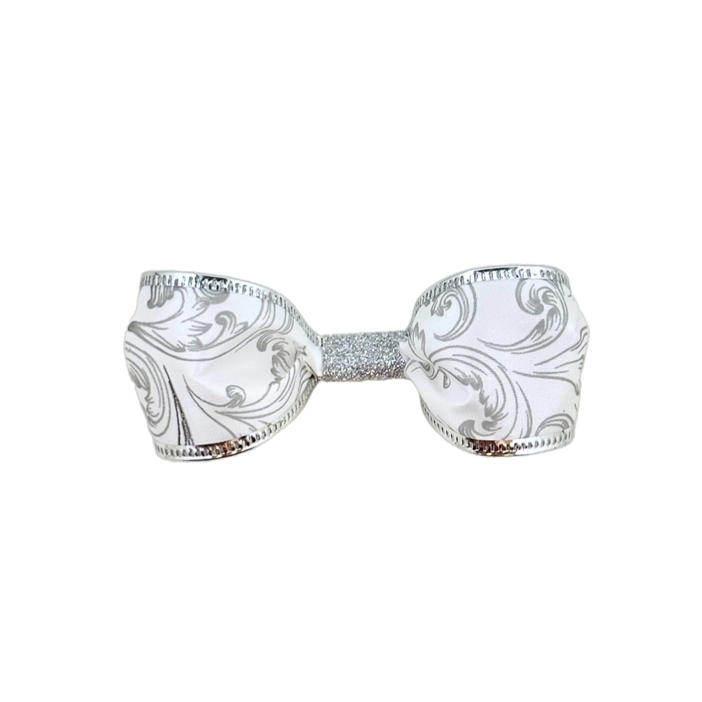 Sliver of Silver Dog Bow Tie