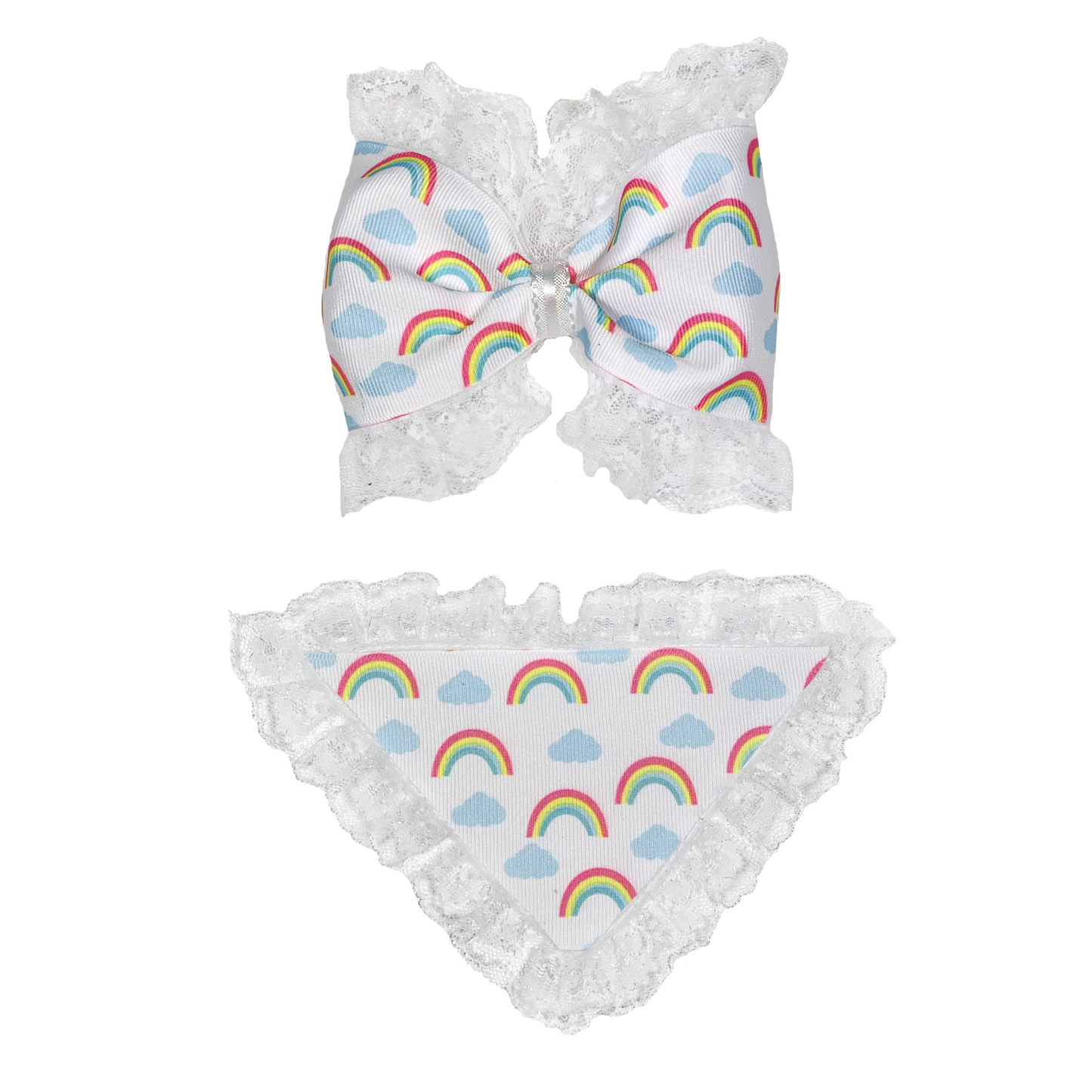 Radiate Rainbows Dog Hair Bow and Bandana Set